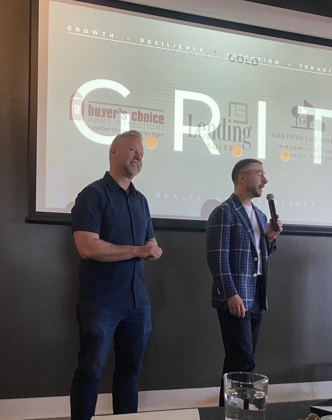 Doug Gordon presenting G.R.I.T, a Growth Resilience Intention Tenacity training event for Revel Realty Durham
