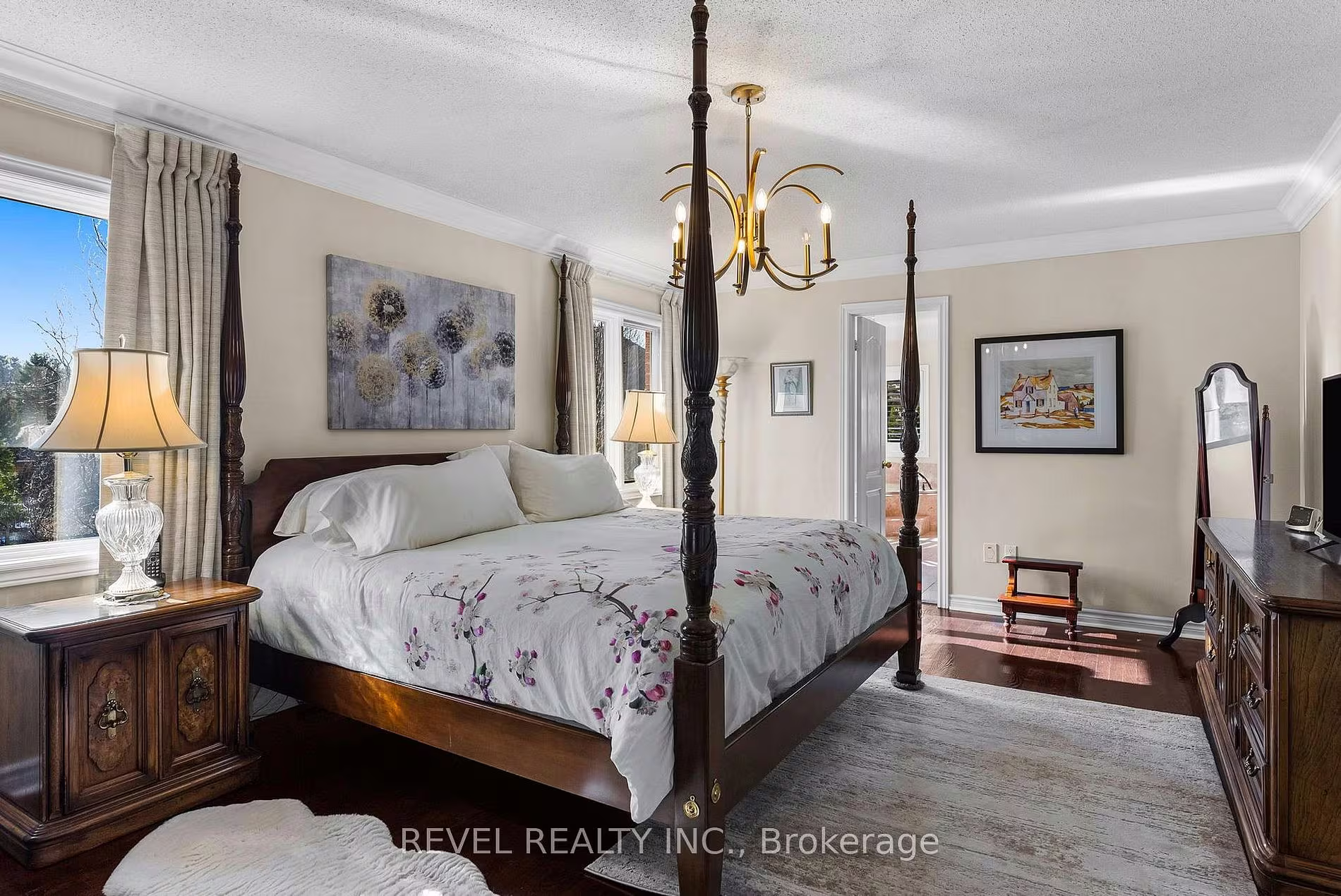 Primary bedroom with a gas fireplace at 1486 Ashwood Gate, Pickering, listed by The Gordon Brothers Team, Revel Realty Inc., Brokerage