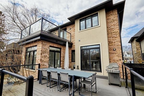 Rear stone elevation and patio at 475 Poplar Avenue, South East Ajax